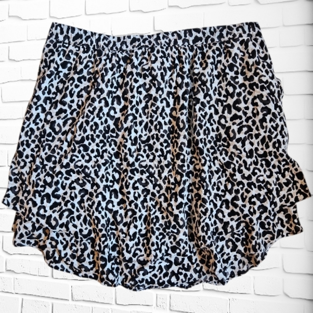 Banana Republic Leopard Print Mini Skirt Large Pull On Elastic Waist Fully Lined - Picture 4 of 5